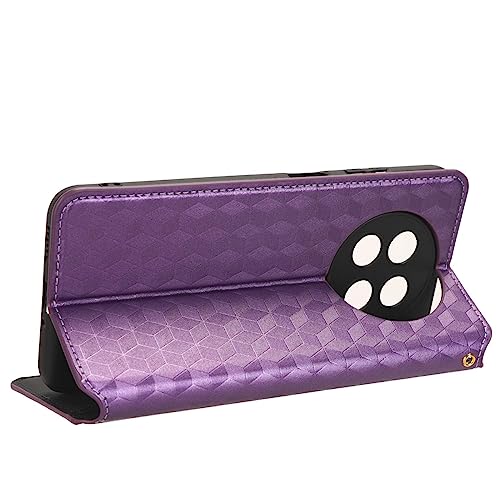 Case Compatible with Huawei Enjoy 60X,Leather Case with Card Slot.Wallet Design,Stereoscopic Patterns.Standable Flip Case Purple