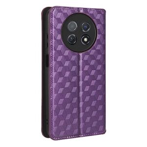 Case Compatible with Huawei Enjoy 60X,Leather Case with Card Slot.Wallet Design,Stereoscopic Patterns.Standable Flip Case Purple