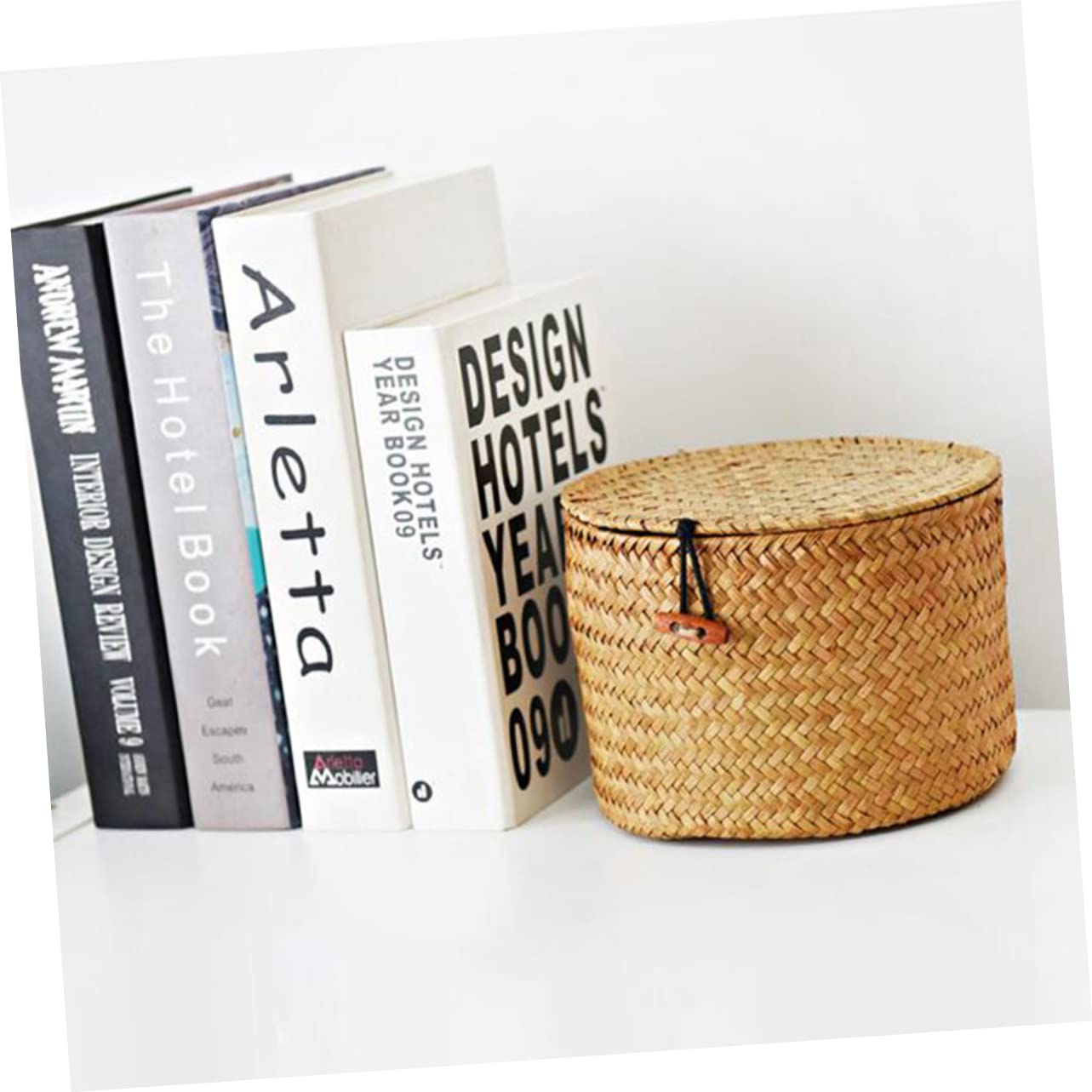 Zerodeko 3pcs Storage Box with Lid Wicker Baskets Wicker Basket with Lid Seagrass Storage Woven Toilet Paper Storage Basket Storage Basket for Shelves Round Seaweed Clamshell Shelf Basket