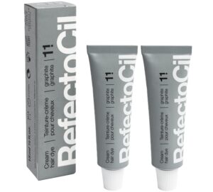 refectocil cream hair dye 2-pack – professional hair tint for long-lasting color – graphite (#1.1)