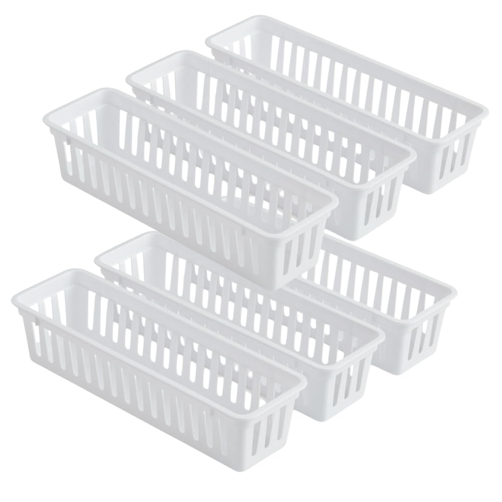 Storage Trays For Organizing Drawers Kitchen Storage Baskets Garage Containers Set Of 6 Slim Plastic Stoarge Trays