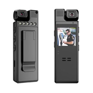 vidcastive 64g body camera with video and audio recording, 1080p hd police body worn cam with 180° rotatable lens, night vision, and 6 hours battery life for daily records, delivery/serving jobs