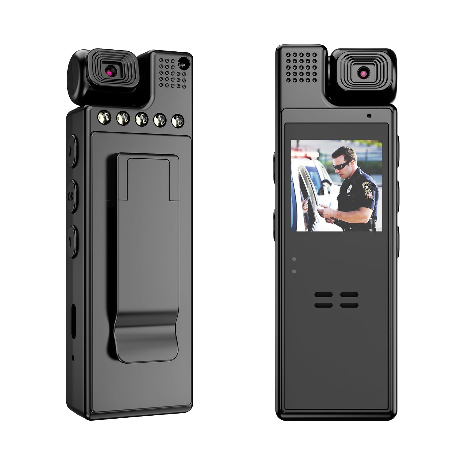 VIDCASTIVE 64G Body Camera with Video and Audio Recording, 1080P HD Police Body Worn Cam with 180° Rotatable Lens, Night Vision, and 6 Hours Battery Life for Daily Records, Delivery/Serving Jobs