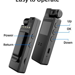 VIDCASTIVE 64G Body Camera with Video and Audio Recording, 1080P HD Police Body Worn Cam with 180° Rotatable Lens, Night Vision, and 6 Hours Battery Life for Daily Records, Delivery/Serving Jobs