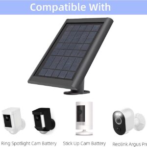 Ring Camera Solar Panel Charger,5W Solar Panels for Ring Stick Up Cam/Ring Spotlight Cam Battery/Spotlight Cam Plus/Spotlight Cam Pro/Outdoor Wireless Security Camera (1, Black)