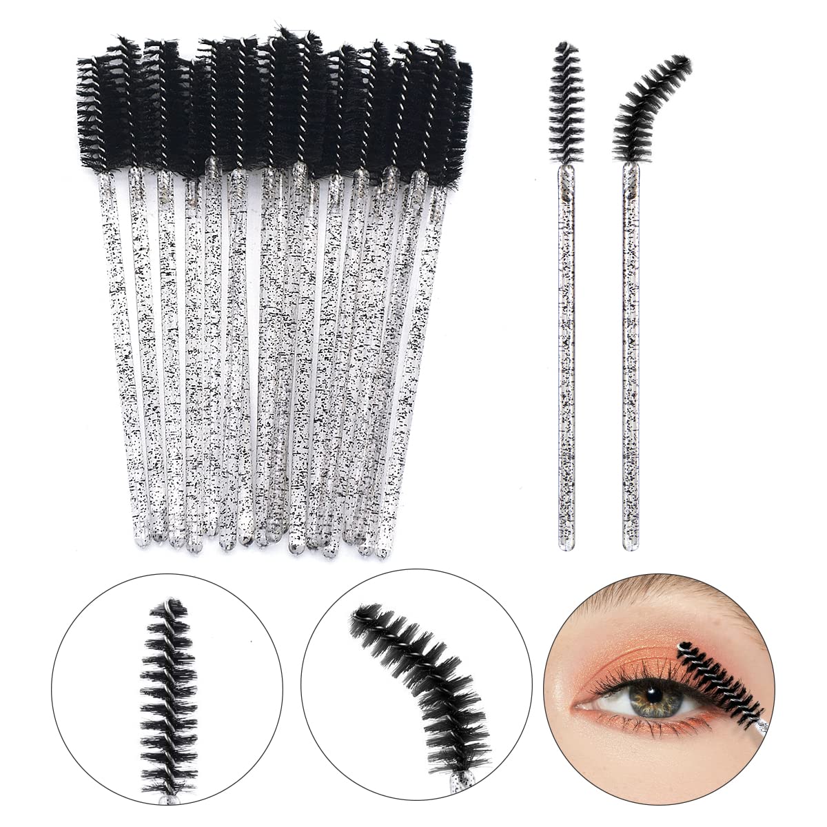 SiSiMu 40 Pieces Lash Packaging Wholesale Containers 20 Pieces Empty Lash Boxes Eyelashes Box Glitter Paper Boxes Soft Paper Lash Case Storage with 20pcs Disposable Mascara Wands(Black)