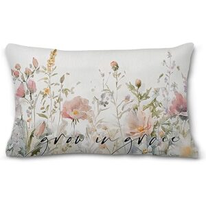 lacosu christian bible verse grow in grace watercolor wildflower throw pillow cover pillowcase for couch bed sofa,12×20 inch,christian gifts