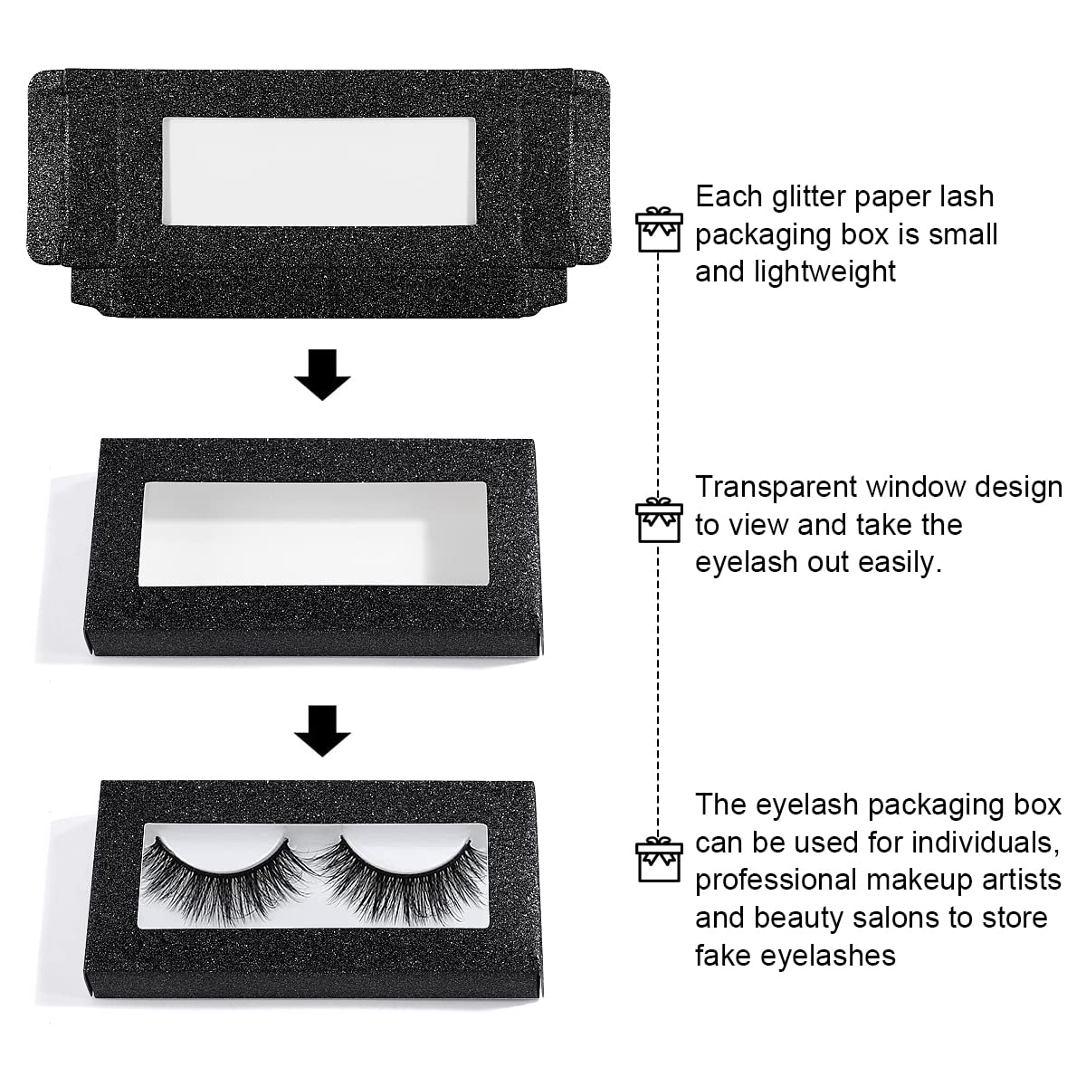 40 Pieces Lash Packaging Wholesale Empty Eyelashes Packaging Box and False Lash Trays, 20 Pieces Empty Eyelash Boxes Lash Box Packaging Empty with 20 Pieces Empty Eyelash Tray (Black)