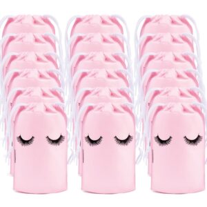 50 pieces lash bags eyelash aftercare bags eyelash makeup bags for clients for small business, cosmetic shampoo sample bags, eyelash makeup bag with drawstring for girls women (pink,4 x 6 inches)
