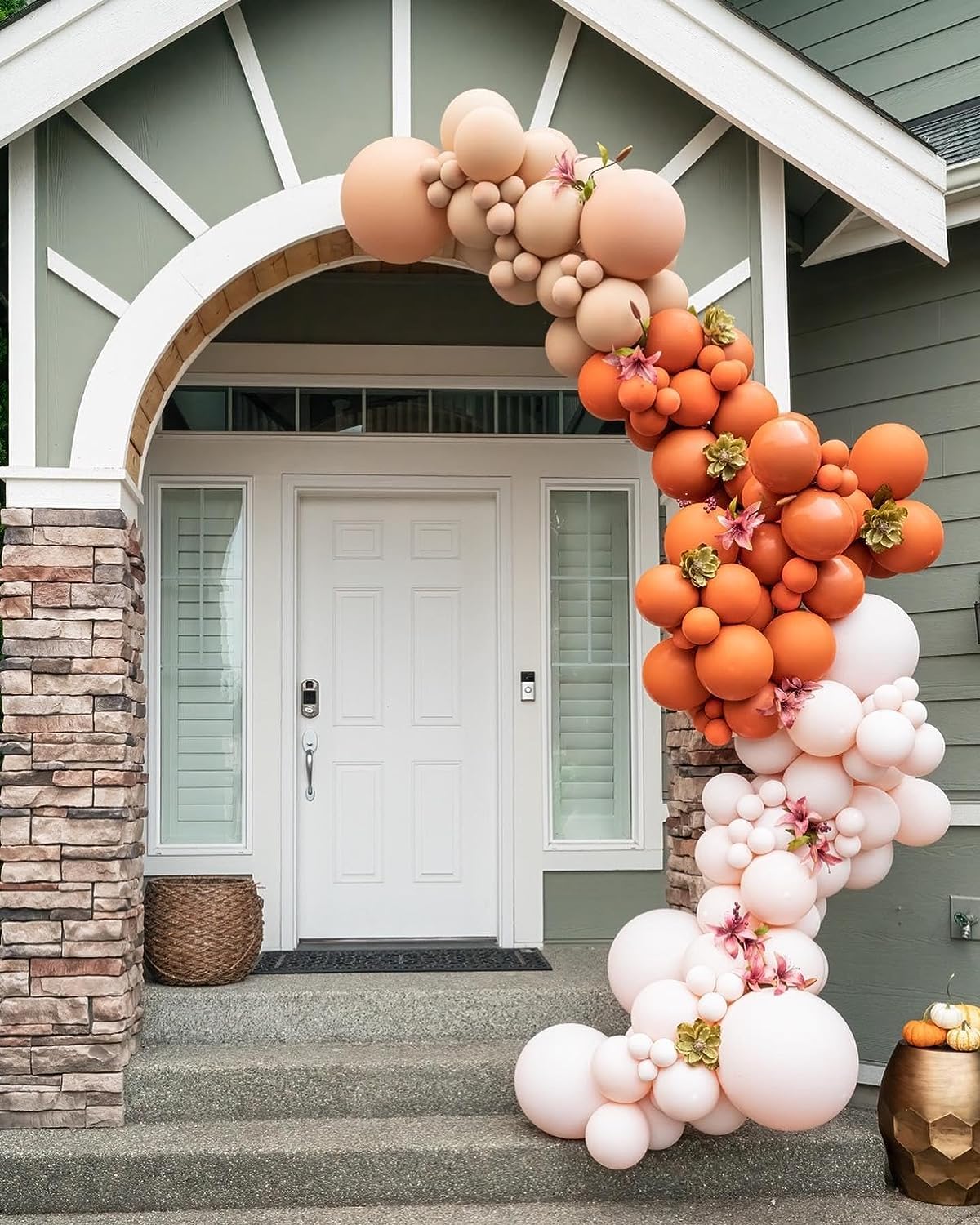 Fealixgener 152pcs Fall Balloon Arch Kit, Double Stuffed Terracotta Balloons, Thanksgiving Autumn Birthday Party Decorations