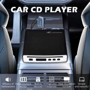 [Upgrade Version] FLWLKEJI External Universal Car CD Player,Portable CD Player for Car with USB or Type-C Port AUX Port Plug&Play and FM Transmitter Play CDs(Three Playback Modes to Suit Any Vehicle)