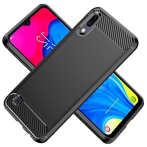 KOARWVC Phone Case for Galaxy A10 Case, Samsung M10 SM-A105F, Carbon Fiber Shockproof Rugged Shield Soft TPU Back Cover Cases for Samsung Galaxy A10 (Black)