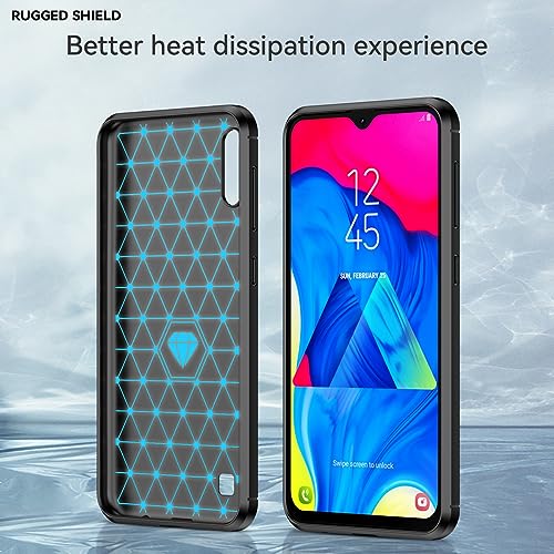 KOARWVC Phone Case for Galaxy A10 Case, Samsung M10 SM-A105F, Carbon Fiber Shockproof Rugged Shield Soft TPU Back Cover Cases for Samsung Galaxy A10 (Black)