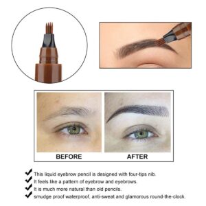 3-in-1 Eyebrow Kit: Eyebrow Pencil, 3 Brow Stencils, and Eyebrow Razor (Dark Brown2#)