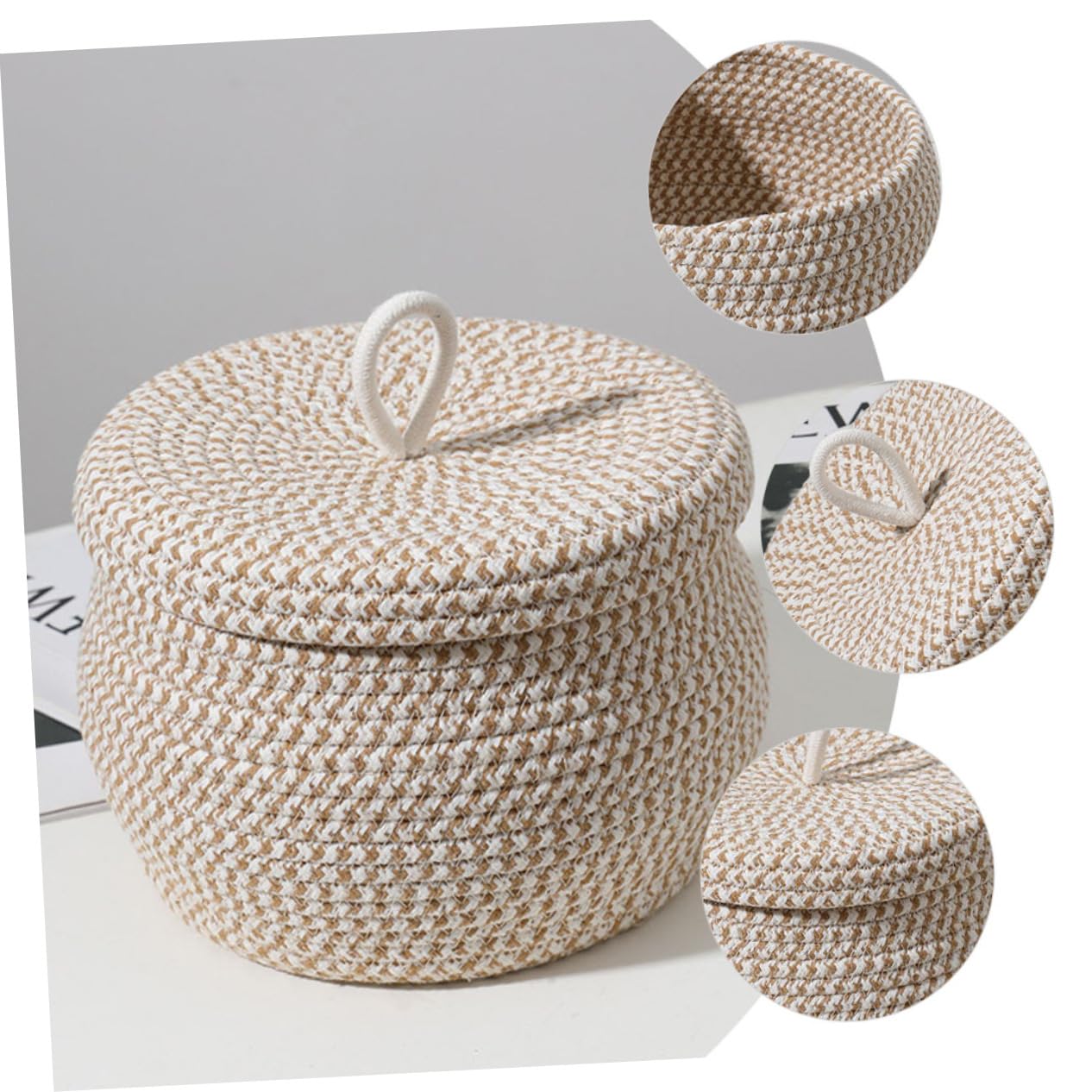 CAXUSD Rope Storage Basket Toilet Paper Basket Baskets with Lids Laundry Baskets Snack Trays Laundry Hamper Rope Basket Tablescape Decor Key Basket Jute Rope Cotton Rope Baby Fruit Basket