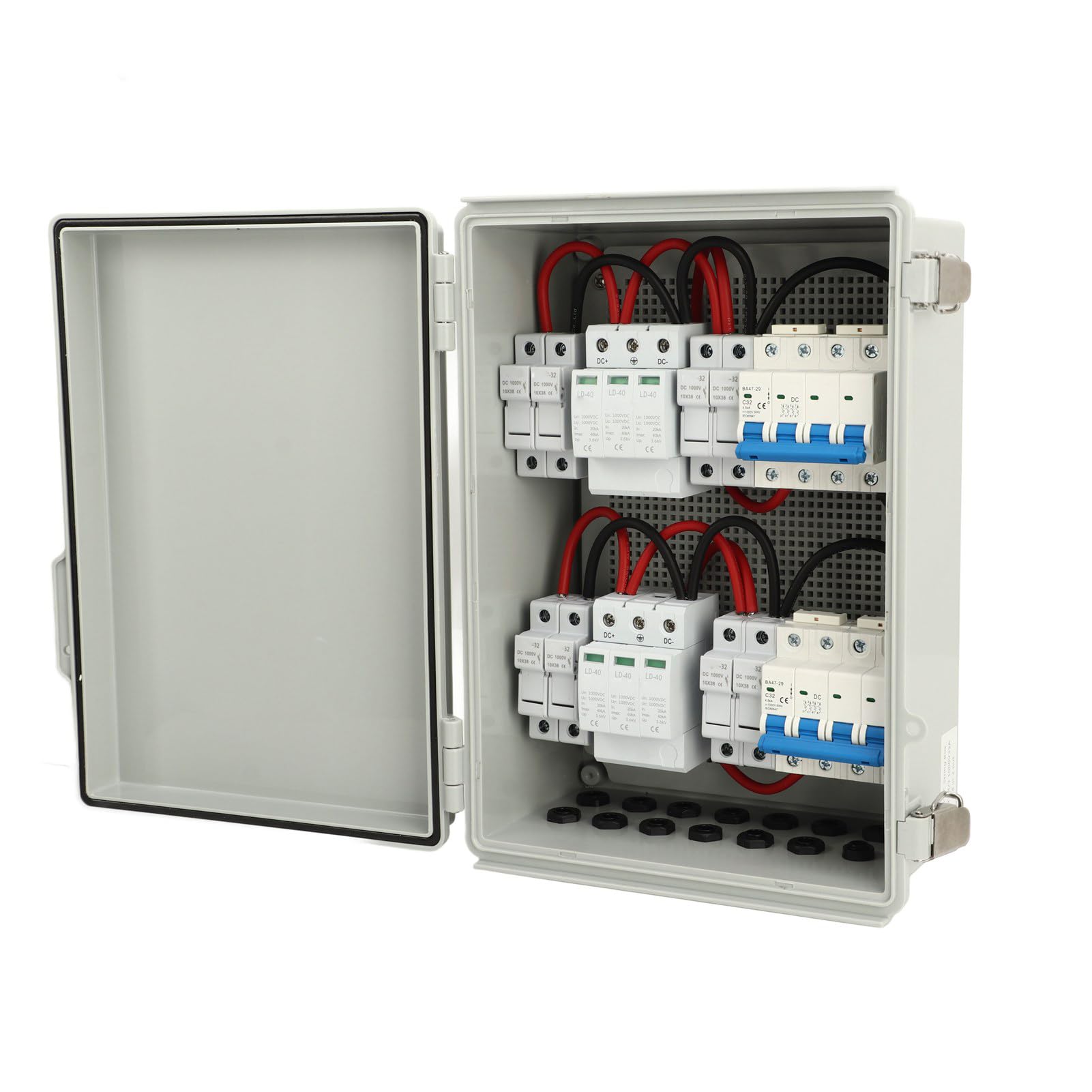 PV Combiner Box 4 in 2 Out Solar Combiner Box DC 1000V Protection for Solar Panel System