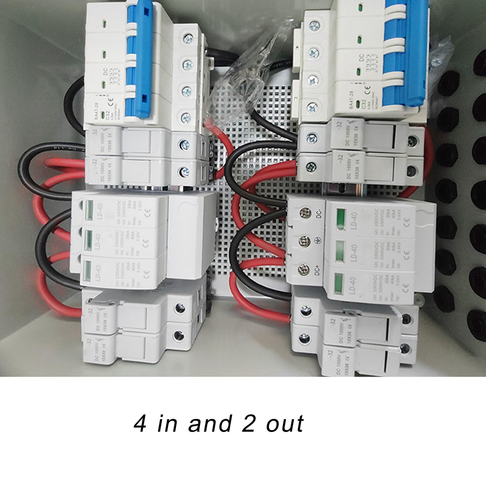 PV Combiner Box 4 in 2 Out Solar Combiner Box DC 1000V Protection for Solar Panel System