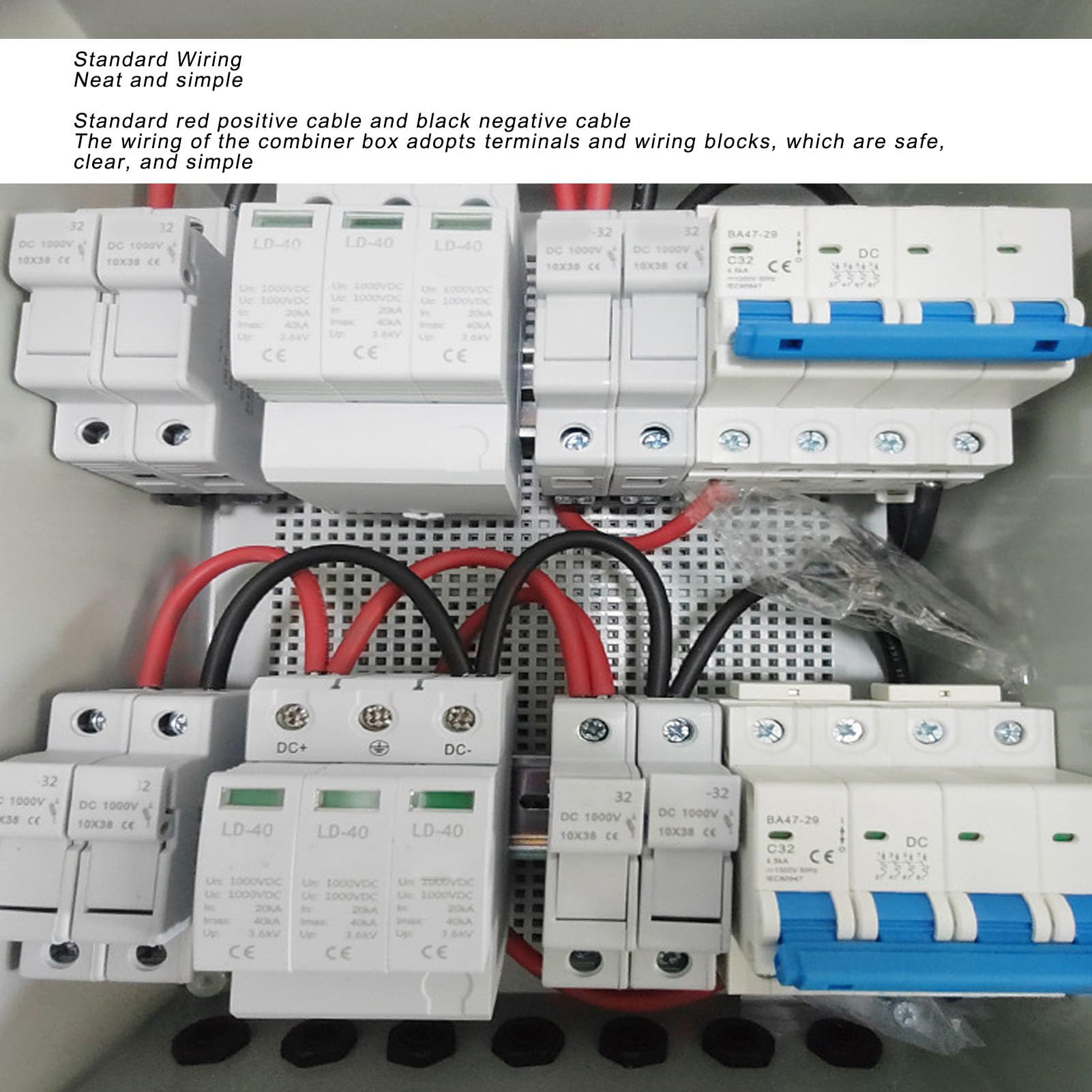 PV Combiner Box 4 in 2 Out Solar Combiner Box DC 1000V Protection for Solar Panel System