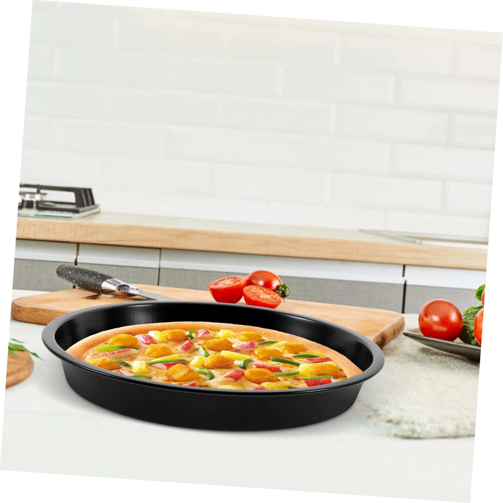 SHOWERORO Steel Cake Tray Pizza Pans Microwave Pizza Pan Pie Baking Tray 8 Inch Cake Pans Pizza Round Plate Crisper Pan Nonstick Bakeware Seafood Grill Pan Carbon Steel Oven Baking Pan