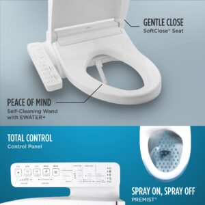 TOTO SW3073#01 WASHLET C2 Round Electronic Bidet Toilet Seat, Cotton White & SW3074#01 WASHLET C2 Electronic Bidet Toilet Seat with PREMIST and EWATER+ Wand Cleaning, Elongated, Cotton White