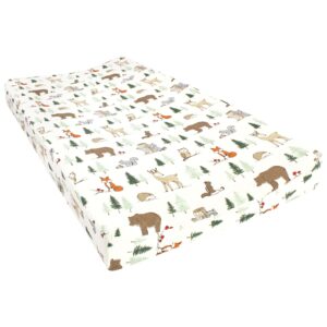 Hudson Baby Unisex Baby Cotton Changing Pad Cover, Forest Animals, One Size