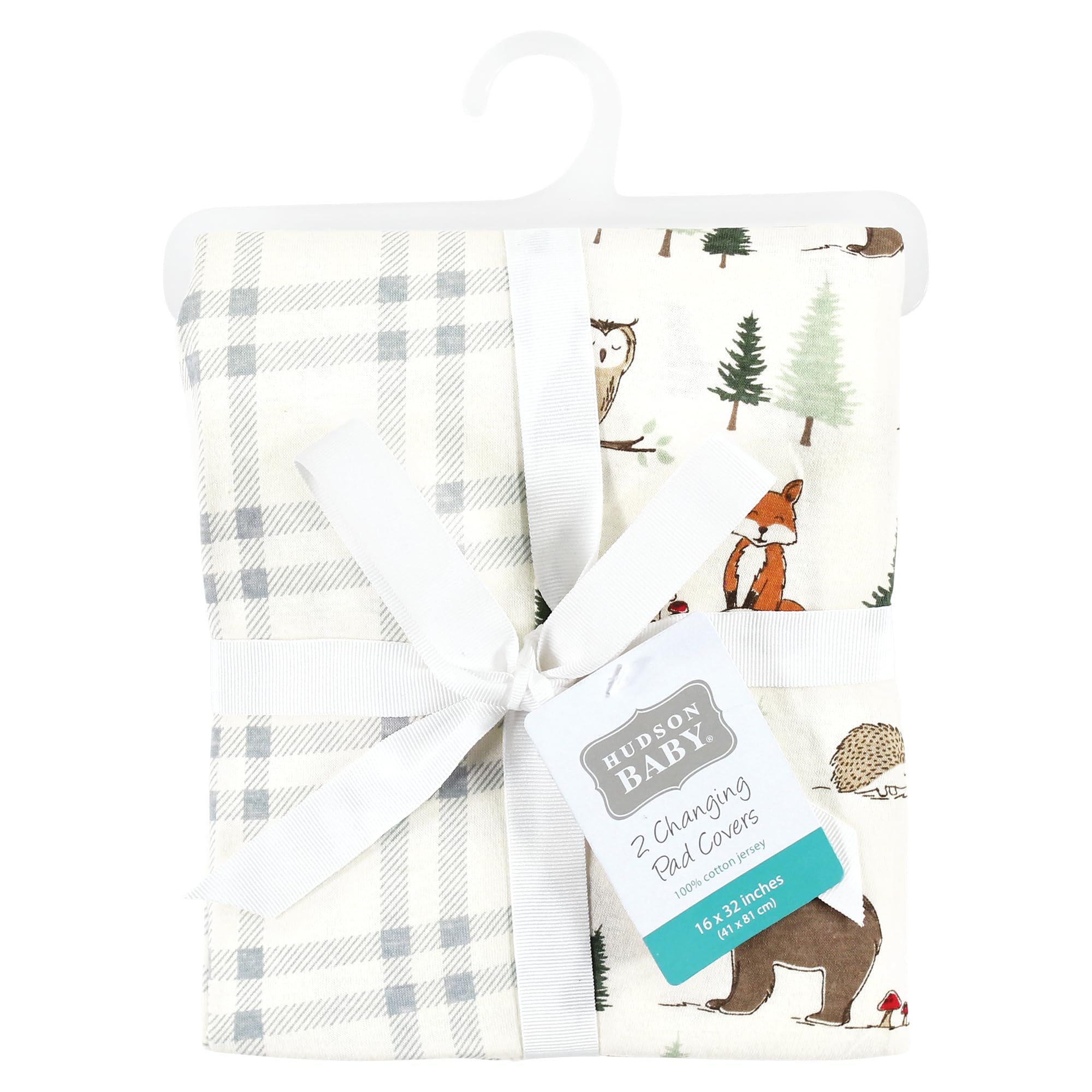 Hudson Baby Unisex Baby Cotton Changing Pad Cover, Forest Animals, One Size