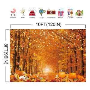 Fluzimir 10x8FT Large Fall Photo Backdrop Maple Leaf Pumpkin for Photography Background Autumn Outdoor Party Decorations