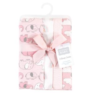 Hudson Baby Unisex Baby Cotton Flannel Burp Cloths 4-Pack, Girl New Elephant, One Size