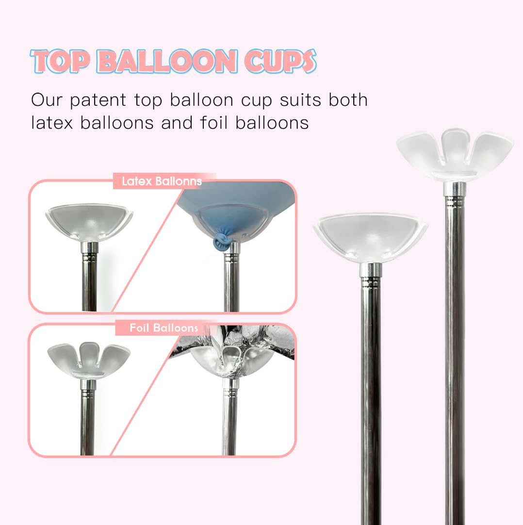 YALLOVE Balloon Column Stand, Set of 2 Balloon Stand with 10 Inch Latex Balloons