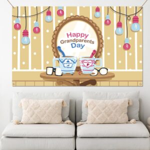 Happy Grandparents Day Photo Booth Backdrop Love Grandpa and Grandma Party Decor Photography Background Wall Decoration (3.6×5.9ft)