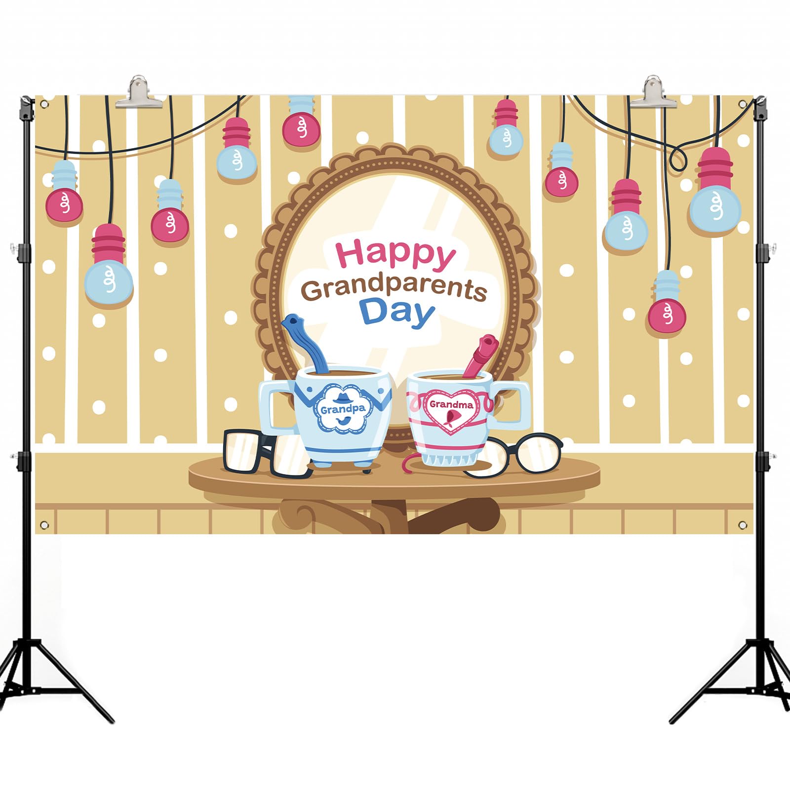 Happy Grandparents Day Photo Booth Backdrop Love Grandpa and Grandma Party Decor Photography Background Wall Decoration (3.6×5.9ft)