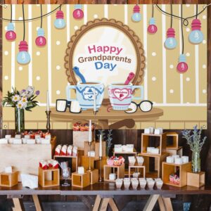 Happy Grandparents Day Photo Booth Backdrop Love Grandpa and Grandma Party Decor Photography Background Wall Decoration (3.6×5.9ft)