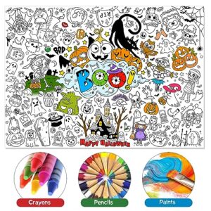 HOWAF Giant Halloween Boo Coloring Poster with 24pcs (24 Colors) Paint Pens, Jumbo Boo Coloring Banner for Kids Halloween Party Game Activities Supplies, Large Happy Halloween Coloring Table Cover