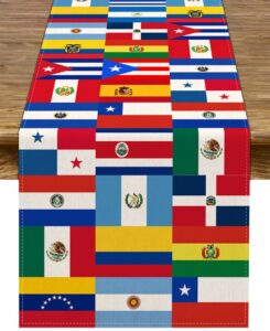pudodo hispanic heritage month table runner spanish classroom 21 countries flags party fireplace kitchen dining room home decoration (13" x 72")