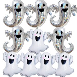 10 pcs halloween ghost foil balloons halloween party mylar balloons spooky white ghost balloons for halloween baby shower birthday party decorations