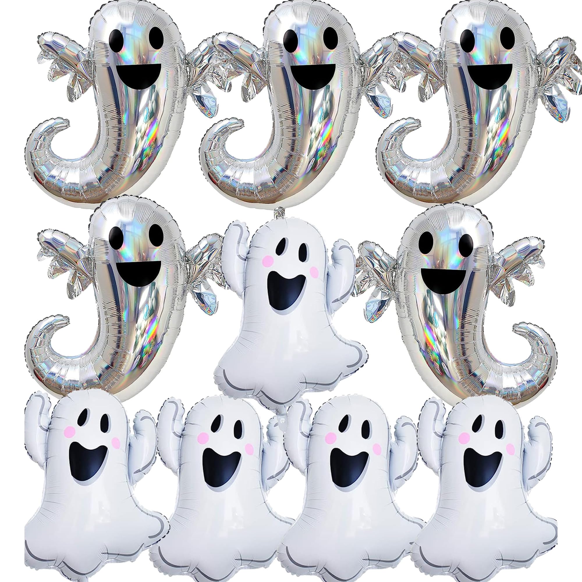 10 PCS Halloween Ghost Foil Balloons Halloween Party Mylar Balloons Spooky White Ghost Balloons for Halloween Baby Shower Birthday Party Decorations