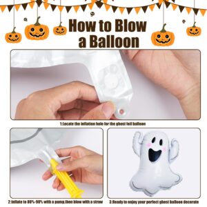 10 PCS Halloween Ghost Foil Balloons Halloween Party Mylar Balloons Spooky White Ghost Balloons for Halloween Baby Shower Birthday Party Decorations