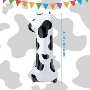 Cow Print Balloon, Cow Number Balloons Cow Print Balloon Birthday Decorations Cowgirl Theme Number Balloons Cow Balloons for Kids Birthday Party Farm Party Decorations(Number 1)