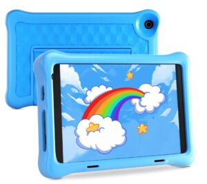 okaysea kids' tablet 8-inch tablet,2gb ram 32gb rom android 12.0,1280 * 800 hd display,4000mah,parental controls, bluetooth,wifi, dual camera, shockproof stand protective case (blue)