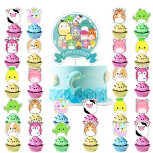 25pcs 𝓢𝓺𝓾𝓲𝓼𝓱𝓶𝓪𝓵𝓵𝓸𝔀𝓼 birthday party supplies, 𝓢𝓺𝓾𝓲𝓼𝓱𝓶𝓪𝓵𝓵𝓸𝔀𝓼 birthday party decorations include cake toppers and cupcake toppers sets