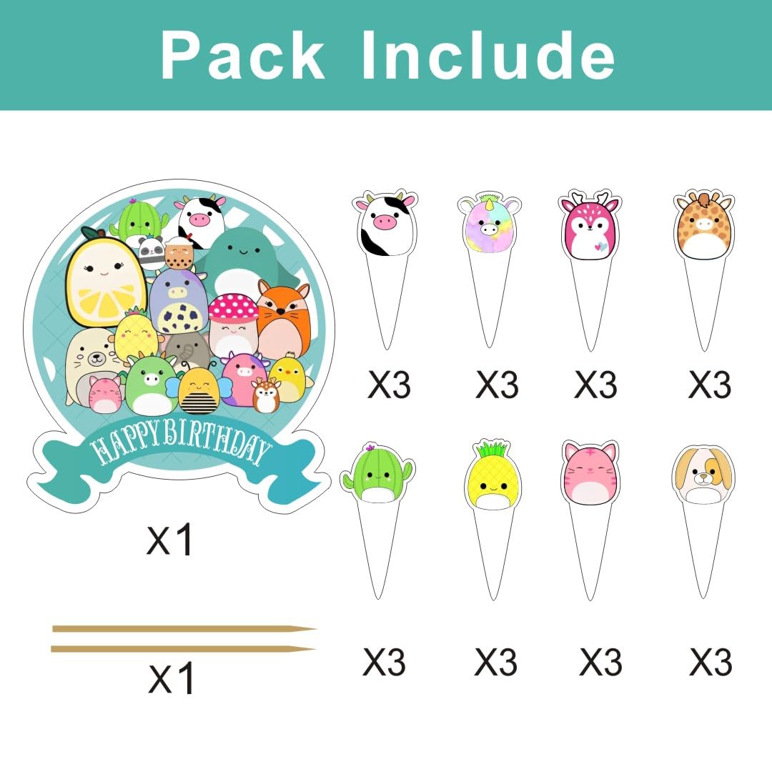 25pcs 𝓢𝓺𝓾𝓲𝓼𝓱𝓶𝓪𝓵𝓵𝓸𝔀𝓼 Birthday Party Supplies, 𝓢𝓺𝓾𝓲𝓼𝓱𝓶𝓪𝓵𝓵𝓸𝔀𝓼 Birthday Party Decorations include Cake toppers and Cupcake Toppers Sets