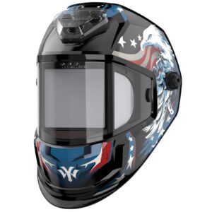 yeswelder panoramic view auto darkening welding helmet, large viewing true color 6 arc sensor welder mask,led lighting & type-c charging