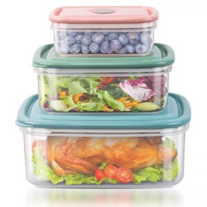 food storage containers with lids built-in vents, 100% airtight and microwave & dishwasher safe kitchen meal prep container, bpa-free durable plastic bowls with lids for food - vintage colors…