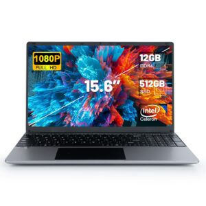 anmesc laptop computer 15.6" with 1080p fhd display, quad-core intel celeron n5095 processors, 12gb ddr4 512gb ssd,windows 11 laptop computers