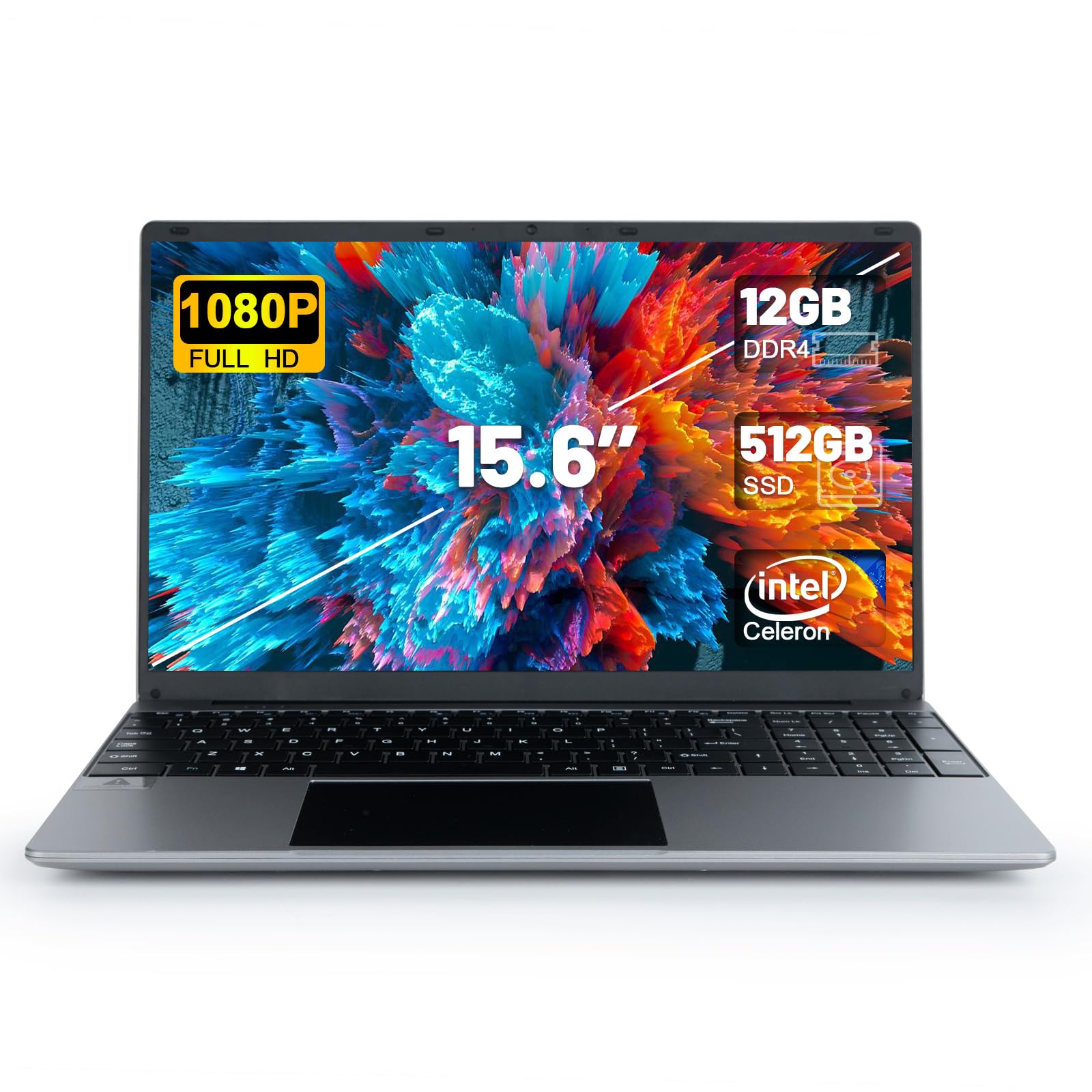 ANMESC Laptop Computer 15.6" with 1080P FHD Display, Quad-Core Intel Celeron N5095 Processors, 12GB DDR4 512GB SSD,Windows 11 Laptop Computers