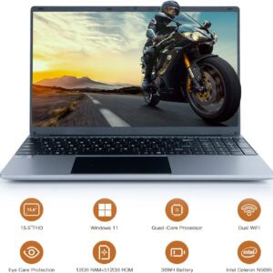 ANMESC Laptop Computer 15.6" with 1080P FHD Display, Quad-Core Intel Celeron N5095 Processors, 12GB DDR4 512GB SSD,Windows 11 Laptop Computers