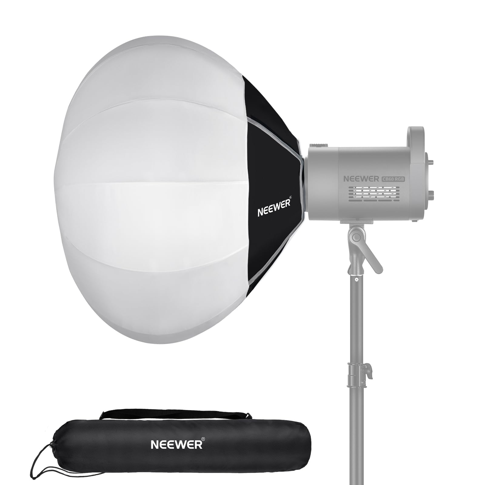 NEEWER 20"/50cm Lantern Softbox, Quick Release 360° Light Diffuser Bowens Mount Softbox with Lightweight Nylon Alloy for RGB CB60 CB60B CB200B MS60B MS60C MS150B Continuous LED Video Lights, NS20L