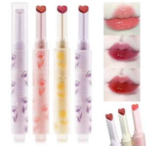 jutqut jelly lipstick, tinted lip gloss heart shape lip stain, mirror moisturizing lip glaze, long lasting nourishing lip glow balm, non-sticky, vivid color glossy lip gloss lip makeup, 04#05#06