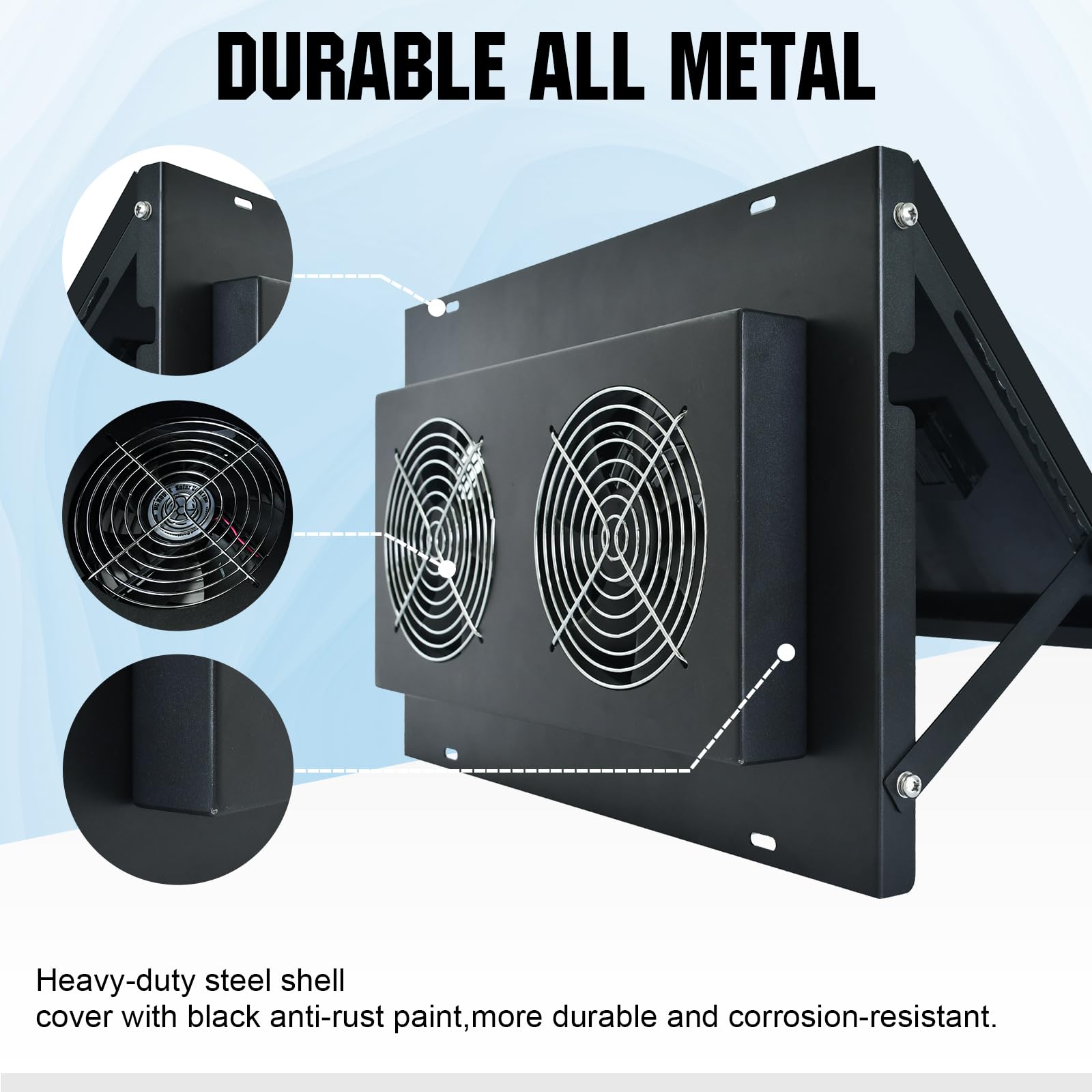 15W Solar Powered Metal Shell Waterproof Exhaust Fan Kit for Chicken Coops, Greenhouses, Sheds, Pet Houses, and Windows