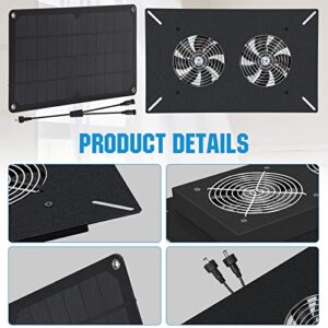 20W Solar Powered Dual Metal Shell Exhaust Fan Kit Waterproof and Plug & Play for Chicken Coops, Greenhouses, Sheds, Pet Houses, and Windows1